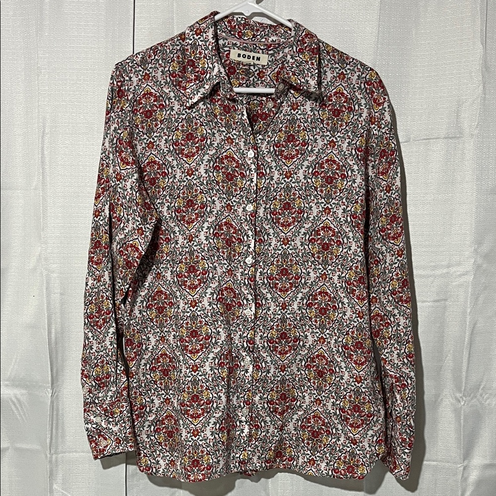 Boden Multicolor Patterned Blouse 100% linen new without tags